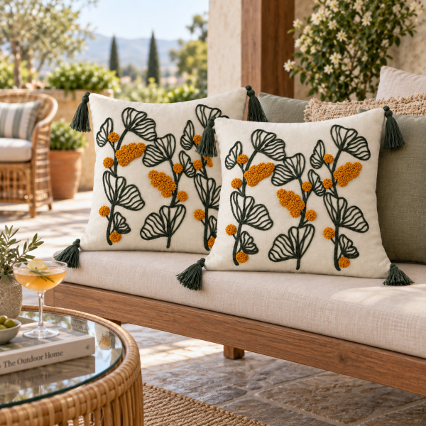 Pachet 2 huse perna decorative Kotonia Home - tesatura burlap cu decor in relief, dimensiune 40x40 cm - 10