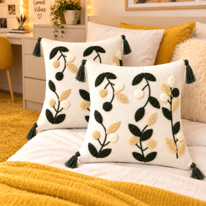 Pachet 2 huse perna decorative Kotonia Home - tesatura burlap cu decor in relief, dimensiune 40x40 cm - 11