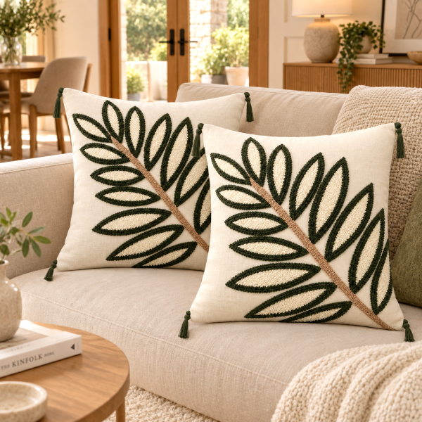 Pachet 2 huse perna decorative Kotonia Home - tesatura burlap cu decor in relief, dimensiune 40x40 cm - 12