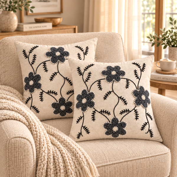 Pachet 2 huse perna decorative Kotonia Home - tesatura burlap cu decor in relief, dimensiune 40x40 cm - 13