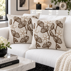 Pachet 2 huse perna decorative Kotonia Home - tesatura burlap cu decor in relief, dimensiune 40x40 cm - 14