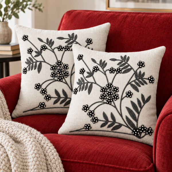 Pachet 2 huse perna decorative Kotonia Home - tesatura burlap cu decor in relief, dimensiune 40x40 cm - 16