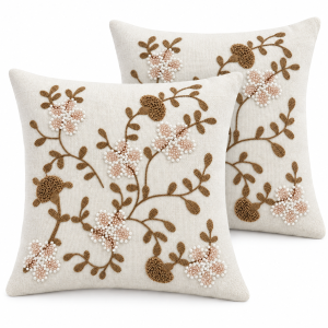 Pachet 2 huse perna decorative Kotonia Home - tesatura burlap cu decor in relief, dimensiune 40x40 cm - 19 - imagine 5