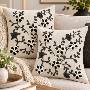 Pachet 2 huse perna decorative Kotonia Home - tesatura burlap cu decor in relief, dimensiune 40x40 cm - 20