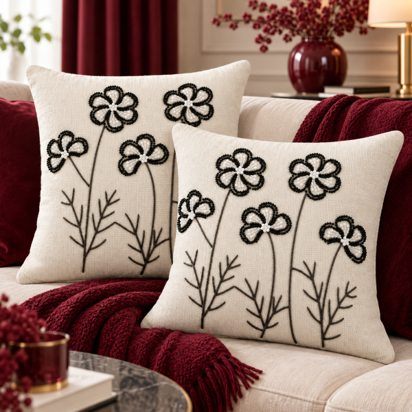 Pachet 2 huse perna decorative Kotonia Home - tesatura burlap cu decor in relief, dimensiune 40x40 cm - 21