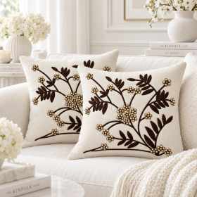 Pachet 2 huse perna decorative Kotonia Home - tesatura burlap cu decor in relief, dimensiune 40x40 cm - 22