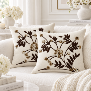 Pachet 2 huse perna decorative Kotonia Home - tesatura burlap cu decor in relief, dimensiune 40x40 cm - 22