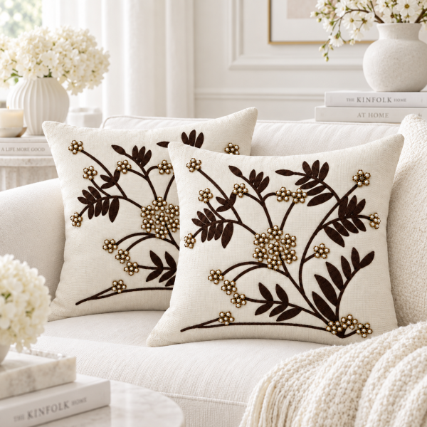 Pachet 2 huse perna decorative Kotonia Home - tesatura burlap cu decor in relief, dimensiune 40x40 cm - 22