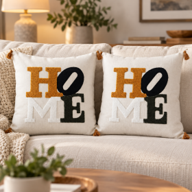 Pachet 2 huse perna decorative Kotonia Home - tesatura burlap cu decor in relief, dimensiune 40x40 cm - 23