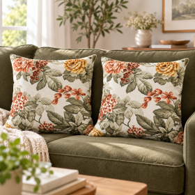 Pachet 2 perne decorative Kotonia Home - 40x40 cm, creton impermeabil 100% bumbac, decor floral 39