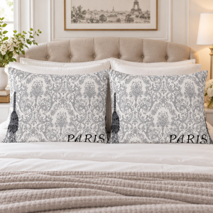Pachet 2 perne matlasate Kotonia Home - 50x70 cm, 630 gr/buc, decor Paris 022 - imagine 3