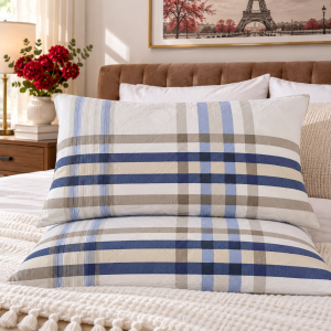 Pachet 2 perne matlasate Kotonia Home - 50x70 cm, 630 gr/buc, decor dungi 018 - imagine 2
