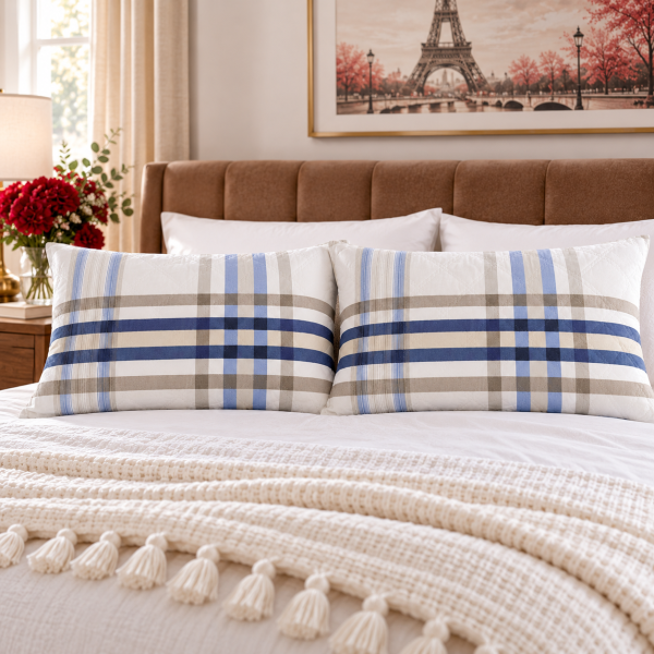 Pachet 2 perne matlasate Kotonia Home - 50x70 cm, 630 gr/buc, decor dungi 018