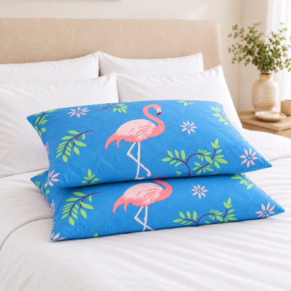 Pachet 2 perne matlasate Kotonia Home - 50x70 cm, 630 gr/buc, decor flamingo 019