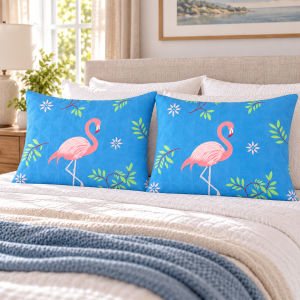 Pachet 2 perne matlasate Kotonia Home - 50x70 cm, 630 gr/buc, decor flamingo 019 - imagine 2