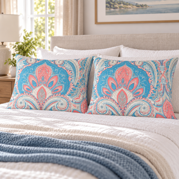 Pachet 2 perne matlasate Kotonia Home - 50x70 cm, 630 gr/buc, decor mandala 016