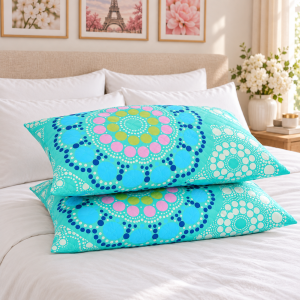 Pachet 2 perne matlasate Kotonia Home - 50x70 cm, 630 gr/buc, decor mandala 020 - imagine 2