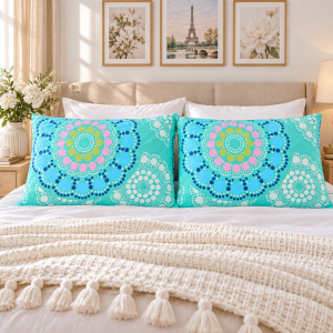 Pachet 2 perne matlasate Kotonia Home - 50x70 cm, 630 gr/buc, decor mandala 020
