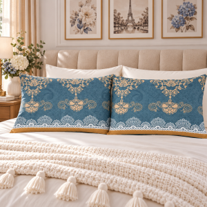 Pachet 2 perne matlasate Kotonia Home - 50x70 cm, 630 gr/buc, decor mandala 021 - imagine 2