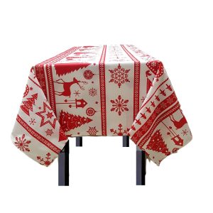 Fata de masa Kotonia Home decor Craciun, 100% Bumbac, alb cu reni - imagine 5