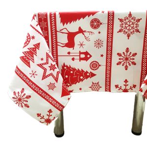 Fata de masa Kotonia Home decor Craciun, 100% Bumbac, alb cu reni - imagine 4