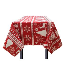 Fata de masa Kotonia Home decor Craciun, 100% Bumbac, rosu cu reni - imagine 3