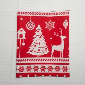 Fata de masa Kotonia Home decor Craciun, 100% Bumbac, rosu cu reni - imagine 2