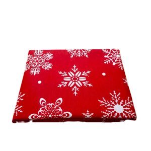 Fata de masa Kotonia Home decor Craciun, 100% Bumbac, rosu cu fulgi albi - imagine 3