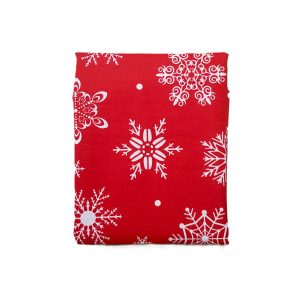 Fata de masa Kotonia Home decor Craciun, 100% Bumbac, rosu cu fulgi albi - imagine 5