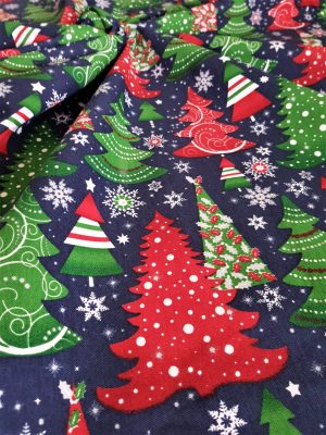 Fata de masa Kotonia Home Winter 16, 100% bumbac, albastru cu motive de Craciun - imagine 4
