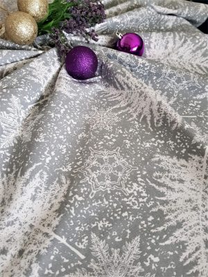 Fata de masa Kotonia Home Winter 11, 100% bumbac, albastru cu motive de Craciun - imagine 3