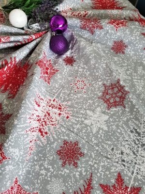 Fata de masa Kotonia Home Winter 30, 100% bumbac, gri cu motive de Craciun - imagine 4